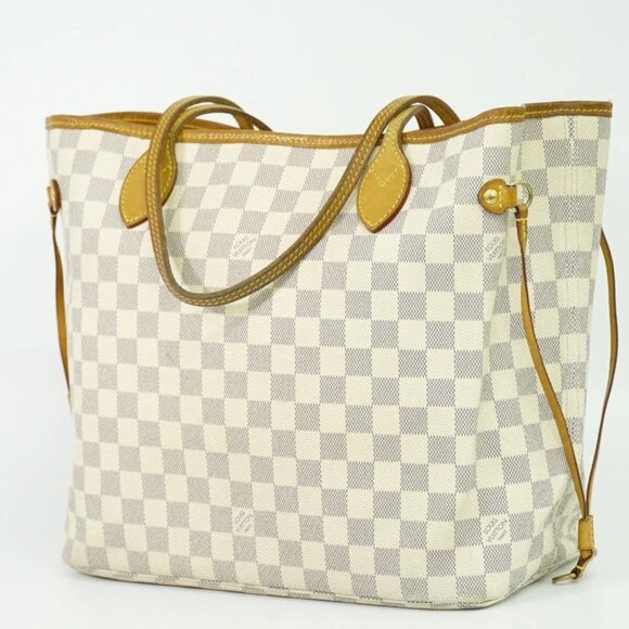 Louis Vuitton Neverfull MM N41361 Damier Azur Canvas Shoulder Tote Bag White - Picture 8 of 10